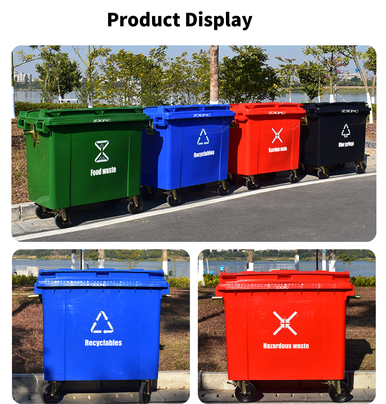 Mobile wheelie Bin ZXL-660B EN840 HDPE