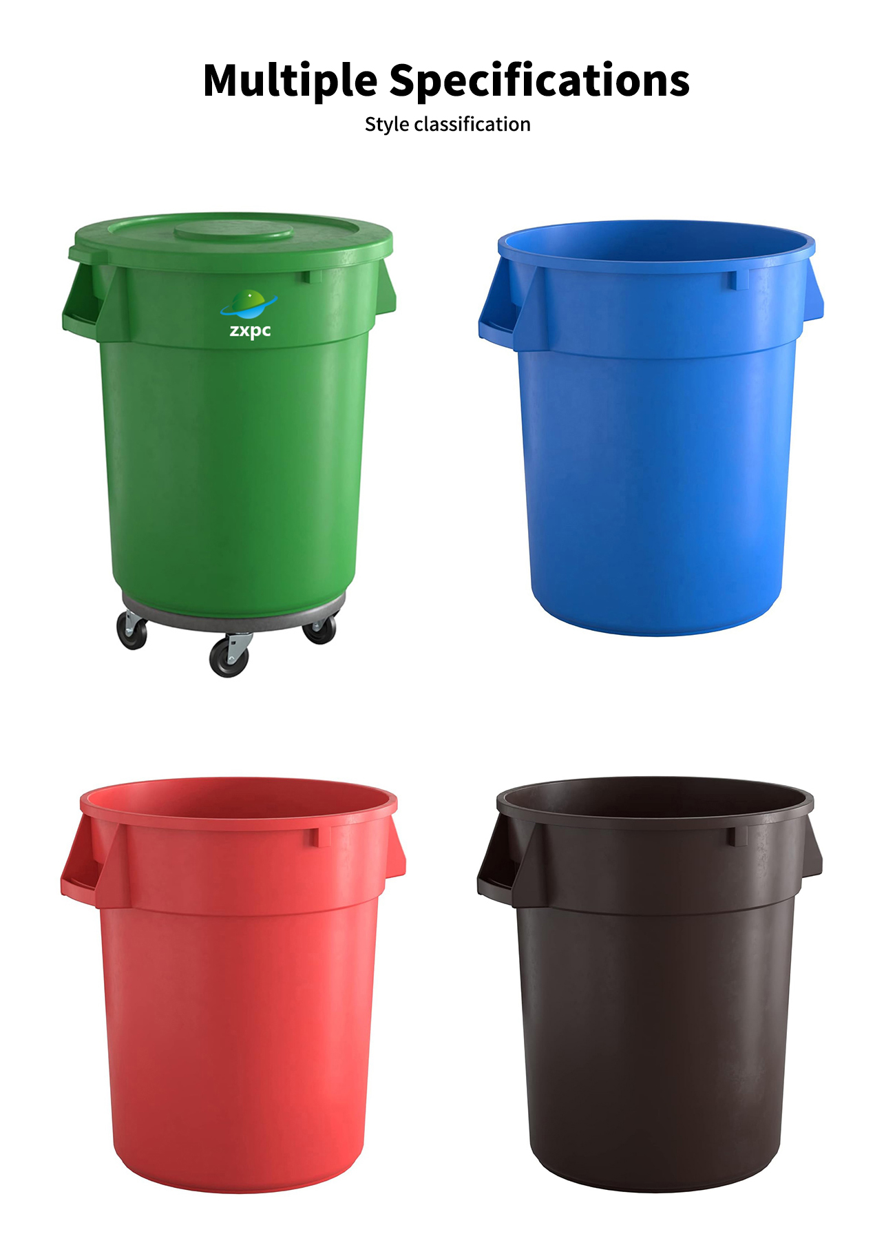 Round Commercial Trash Can Material HDPE ZXL-Round