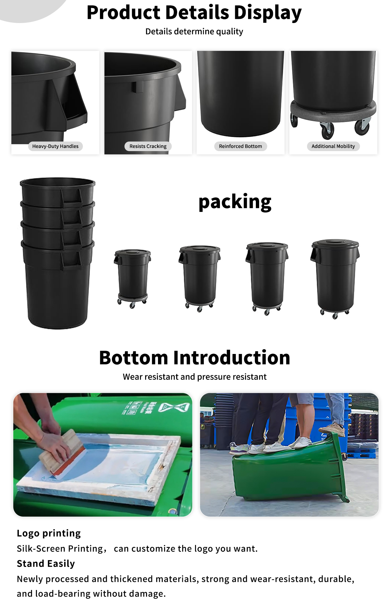 Round Commercial Trash Can Material HDPE ZXL-Round