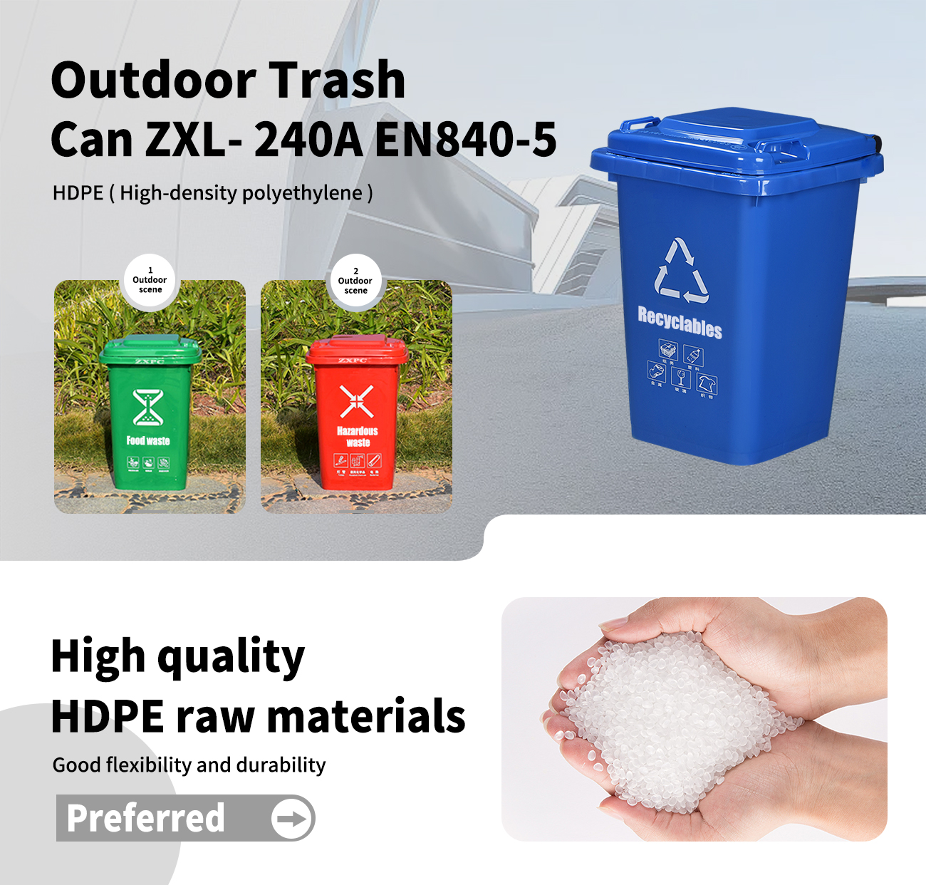 Outdoor Classified Dust Bin  Material HDPE ZXL-50