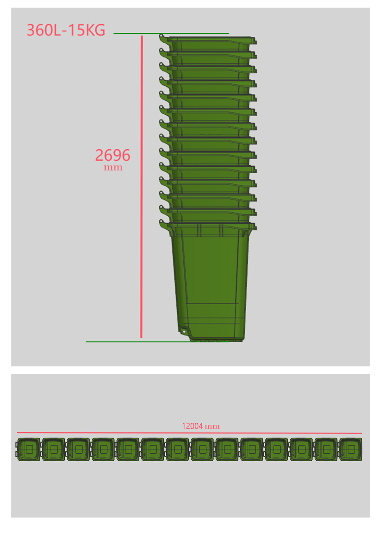 Mobile wheelie Bin ZXL 360L with Drain Hole