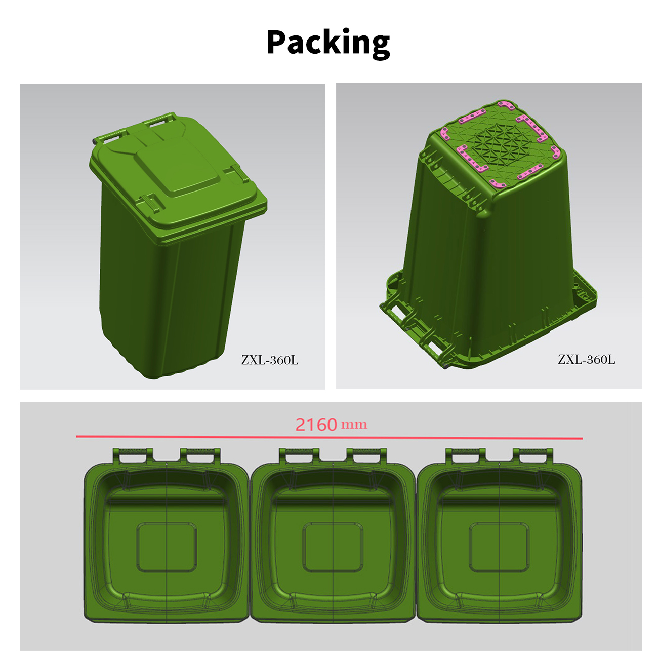 Mobile wheelie Bin ZXL 360L with Drain Hole