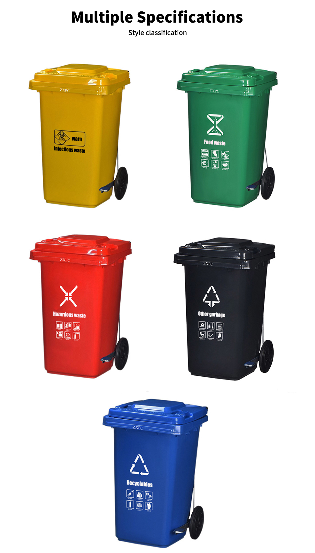 Outdoor Classified Dust Bin HDPE ZXL-100J