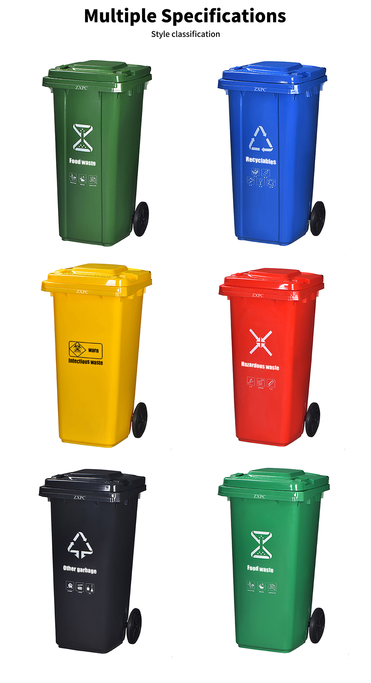 Outdoor Classified Trash Can HDPE ZXL-120B