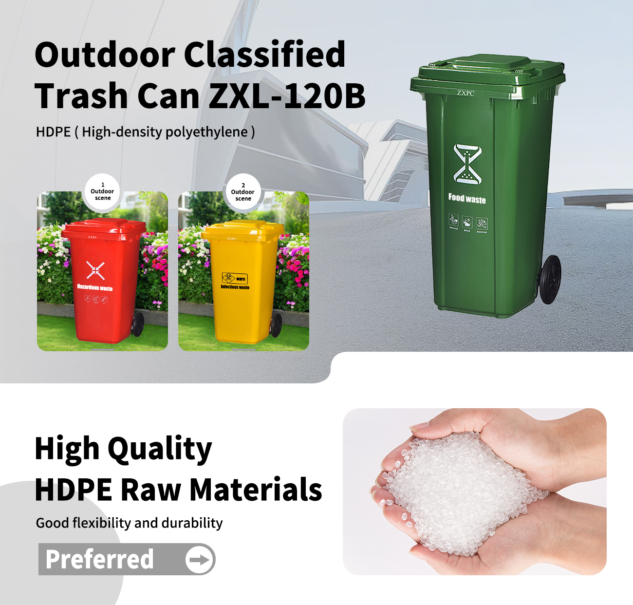 Outdoor Classified Trash Can HDPE ZXL-120B