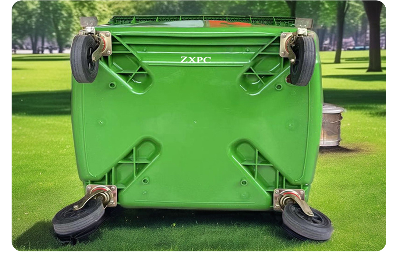 HDPE Mobile wheelie Bin 1100 Liter Universal Casters with Brake with Drain Hole