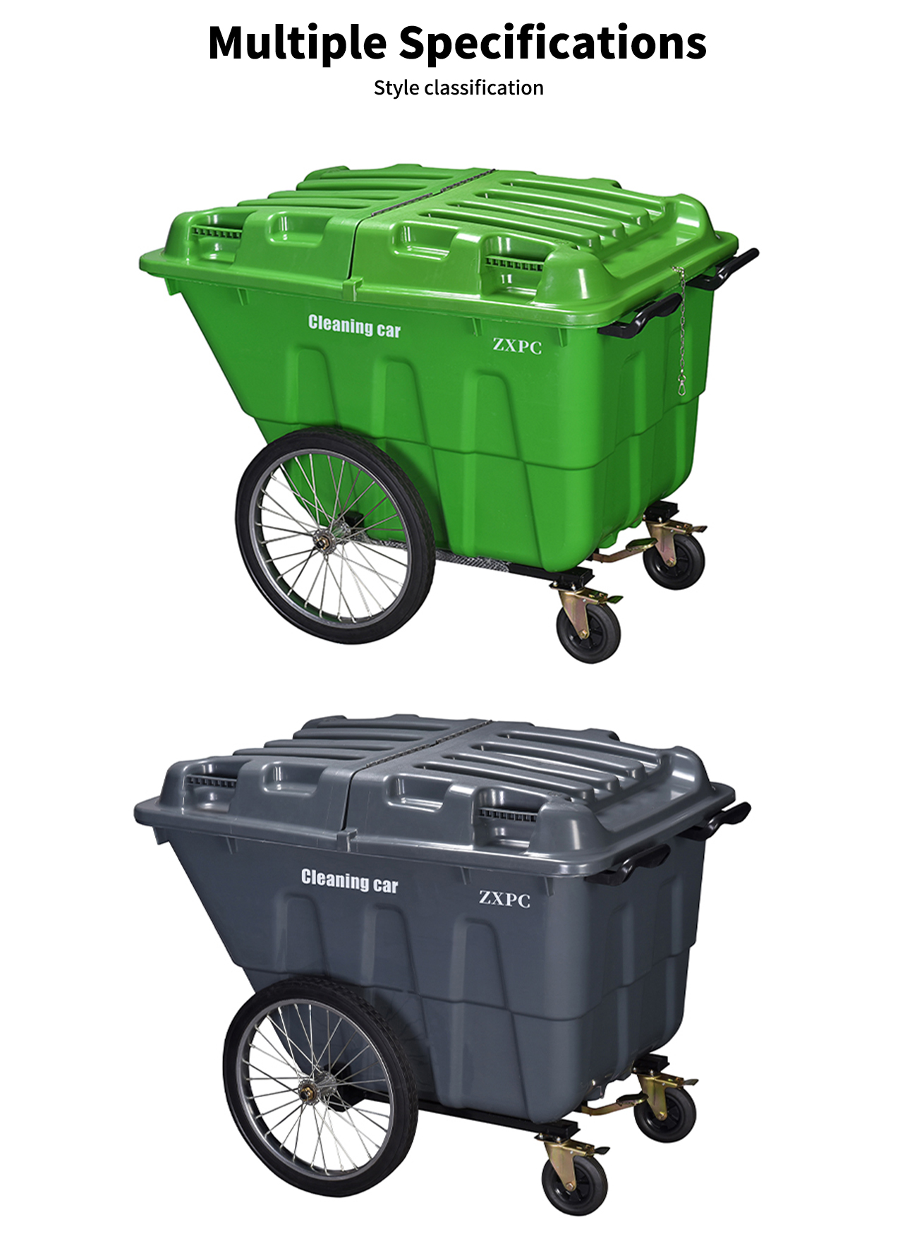 HDPE Mobile wheelie Bin 400 Liter  Universal Casters with Brake