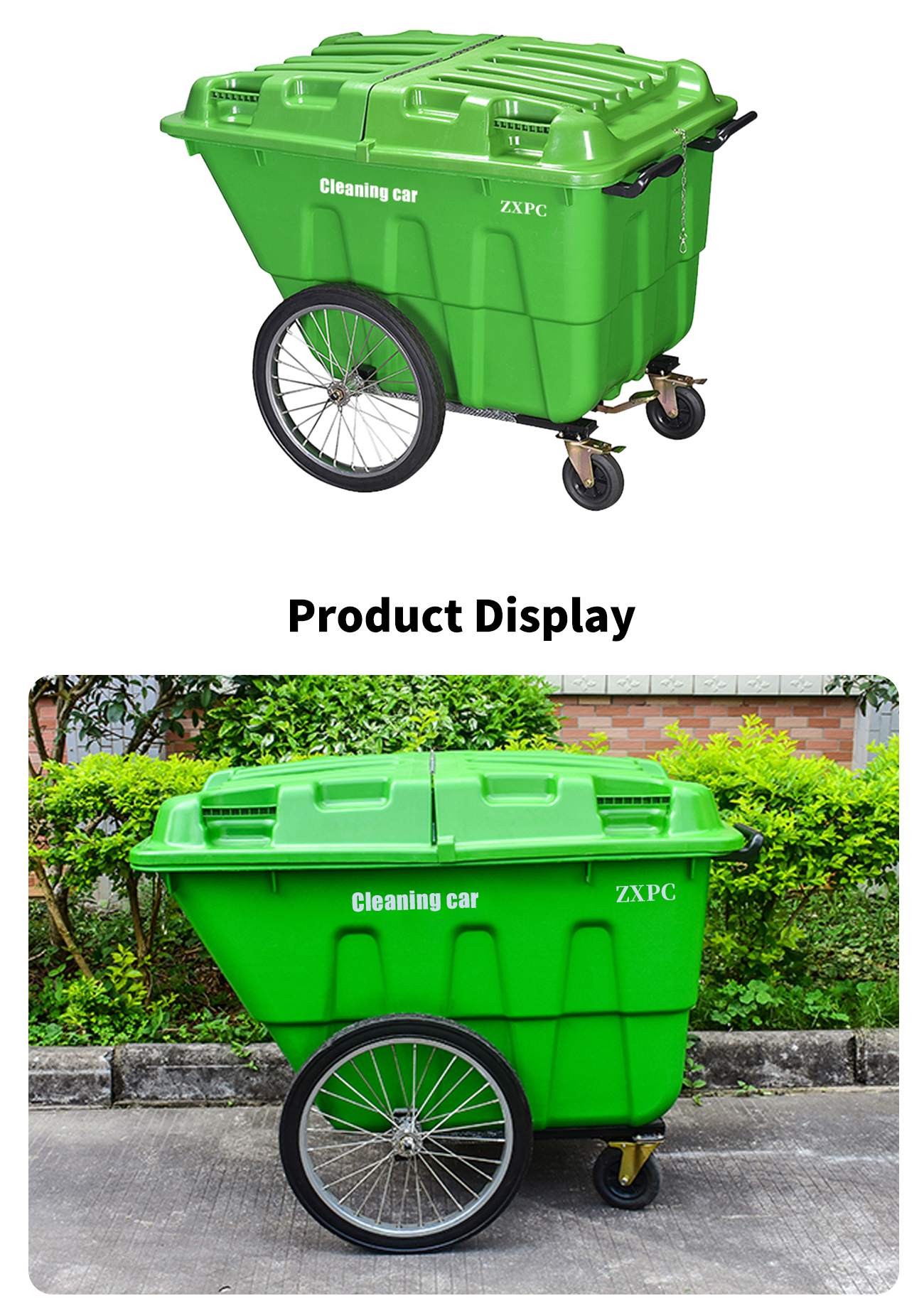 HDPE Mobile wheelie Bin 400 Liter  Universal Casters with Brake