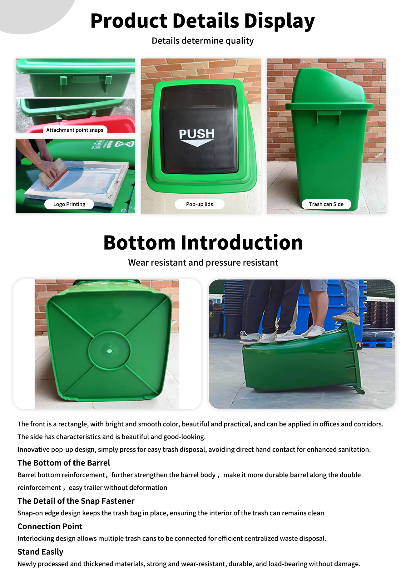 Push-Lid Trash Can  60 Liter