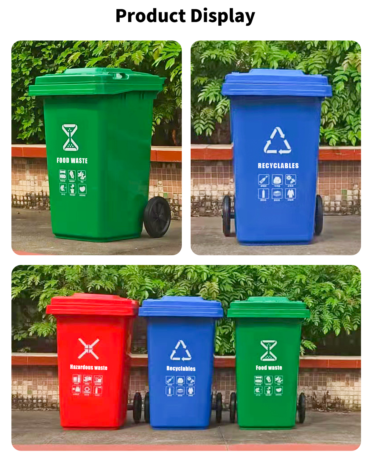 Outdoor Classified Trash Can 100 Liter Material HDPE EN840-5 Standard