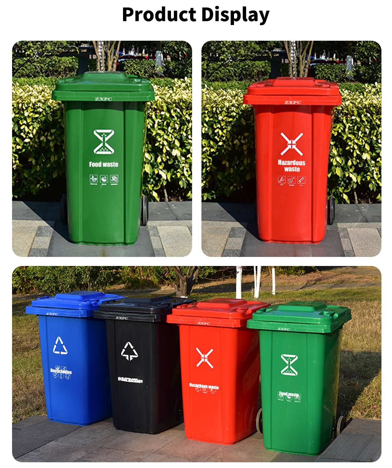 Outdoor Classified Trash Can ZXL-240B Material HDPE EN840-5 Standard