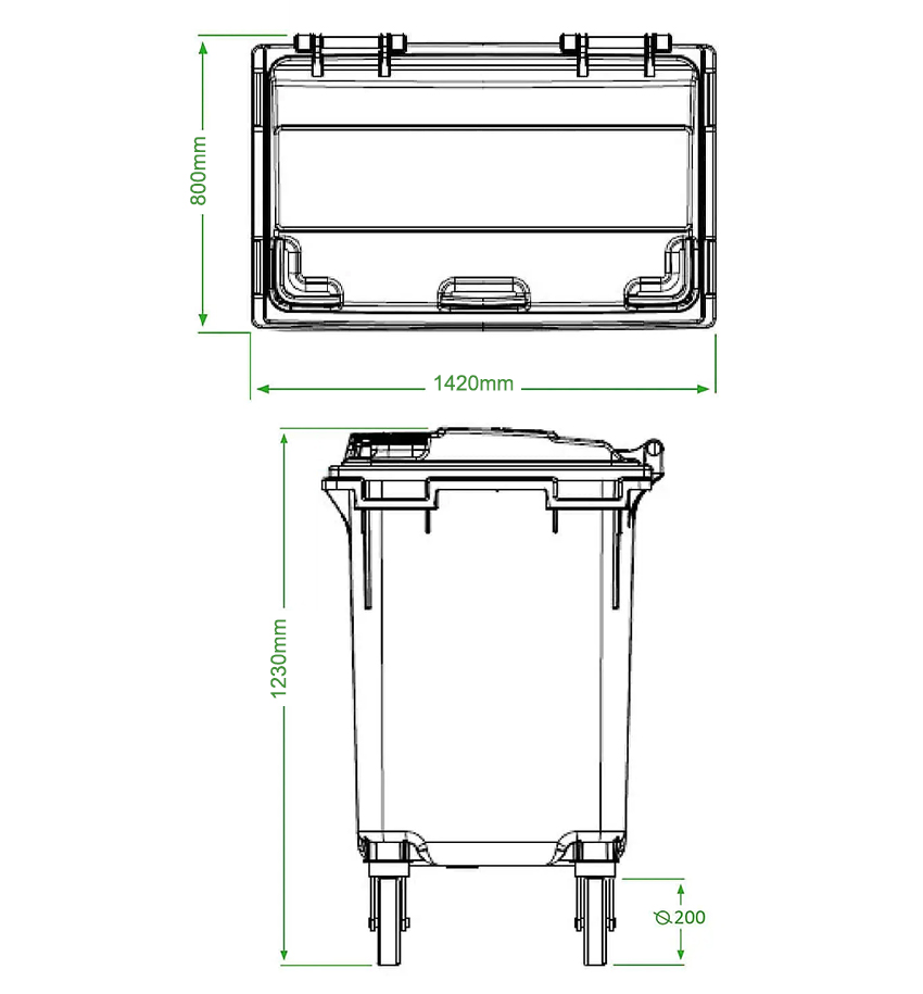 Medical Waste Bin-Mobile wheelie Bin ZXL-660B EN840 HDPE