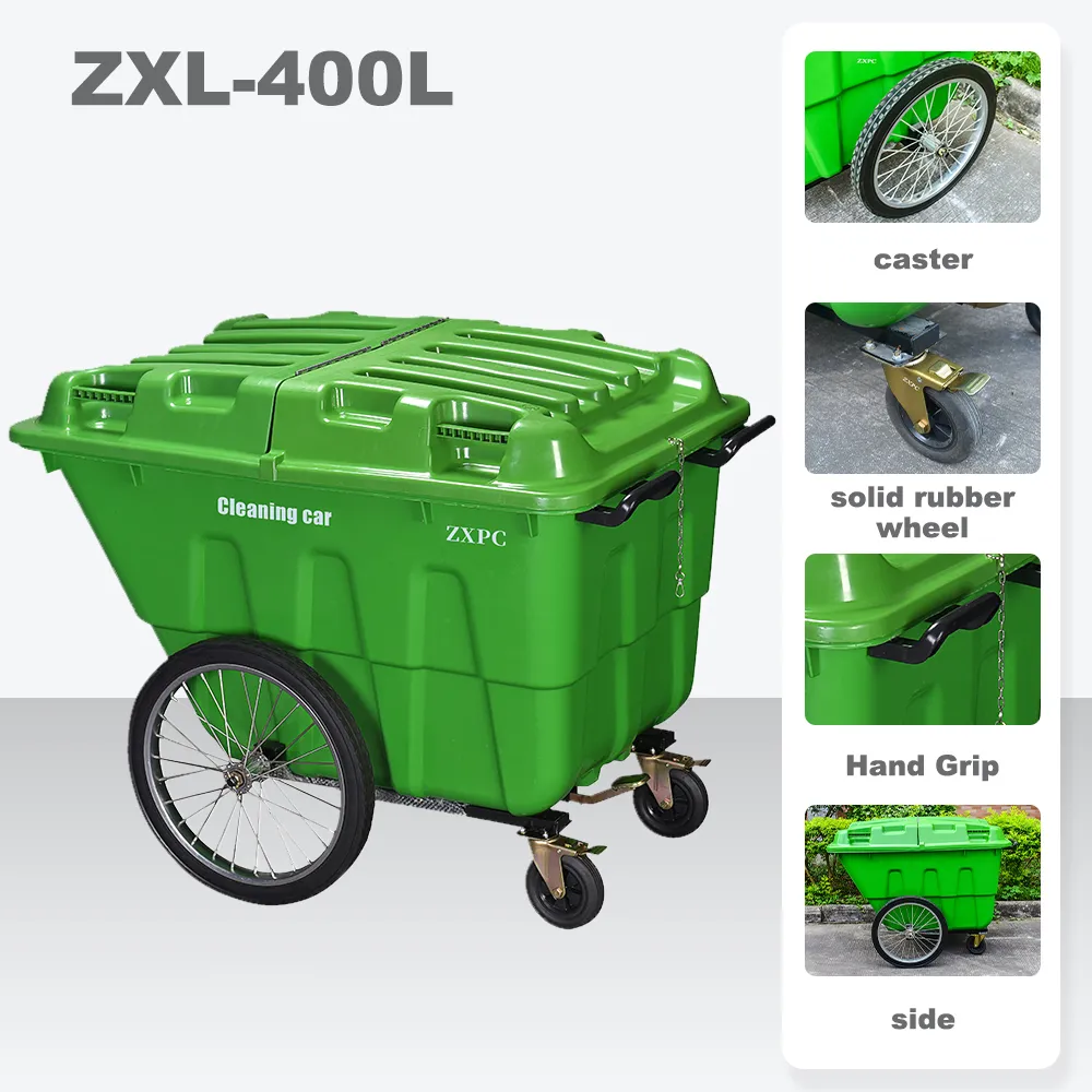 HDPE Mobile wheelie Bin 400 Liter  Universal Casters with Brake