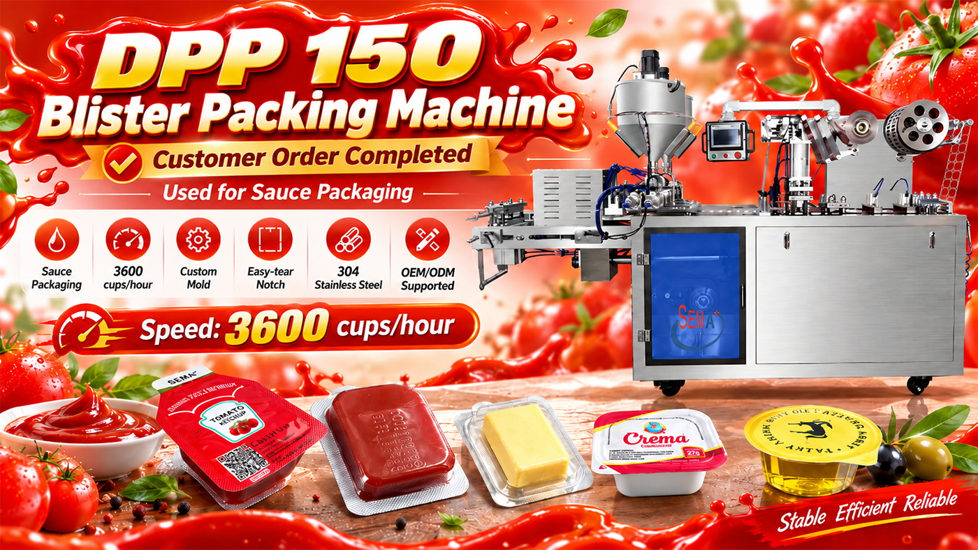 DPP-150 Blister Packing Machine Completed for Sauce Packaging DPP-150 Blister Packing Machine Completed for Sauce Packaging