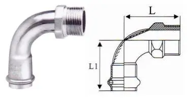 Stainless Steel 90° Male Elbow V Profile (JIS) Stainless Steel 90° Male Elbow V Profile