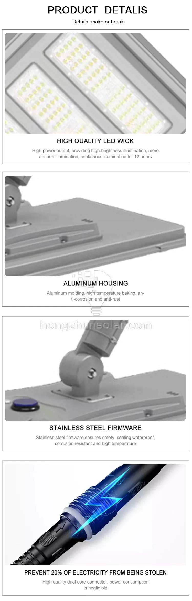 Ip65 Waterproof Aluminum 300w-1000w Integrated SMD LED Solar Street Light Ip65 Waterproof Aluminum 300w-1000w Integrated SMD LED Solar Street Light