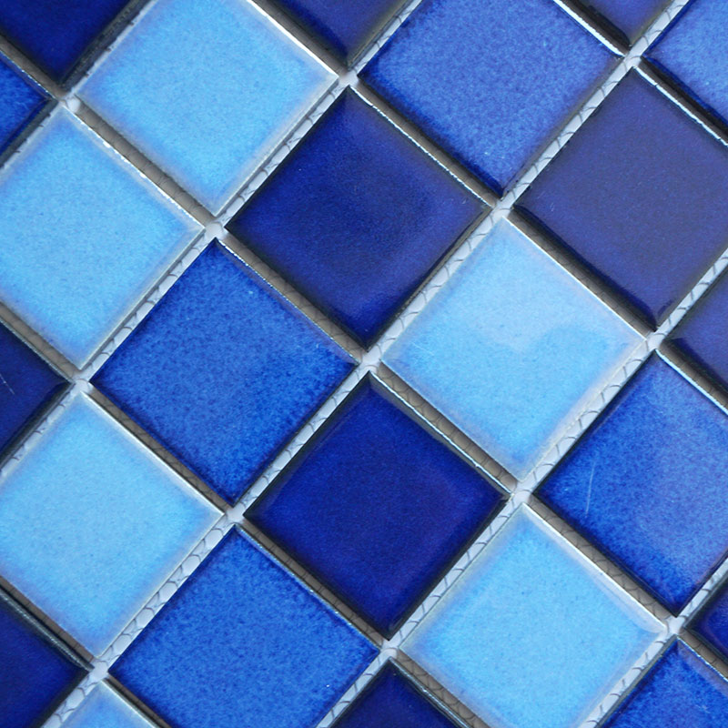 Square Blue Mixed Floor Porcelain Mosaic Suppliers For Swimming Pool Tiling
