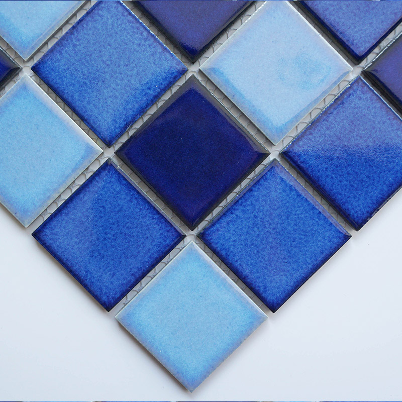 Square Blue Mixed Floor Porcelain Mosaic Suppliers For Swimming Pool Tiling