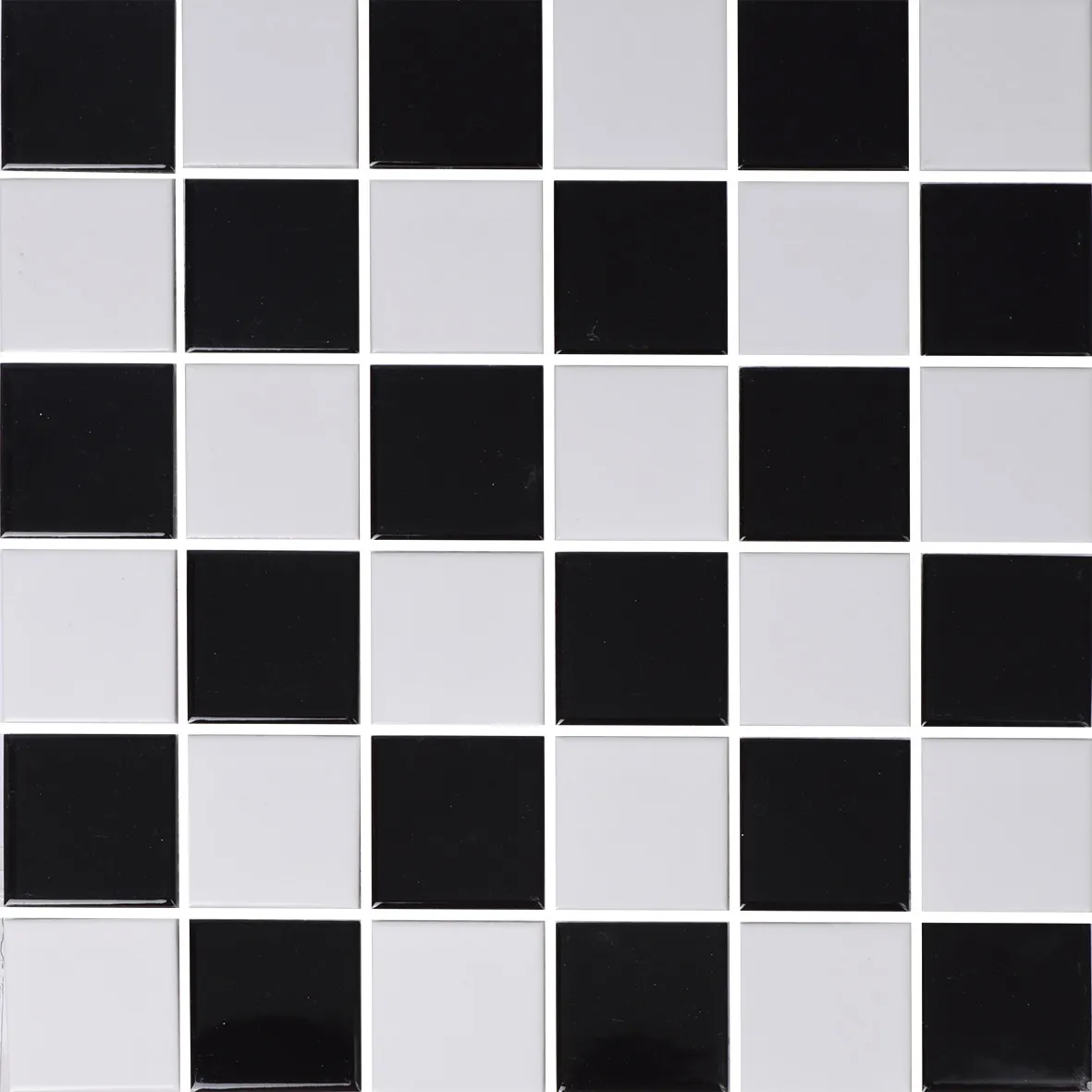 Octagon Black White Glazed Porcelain Mosaic Tile