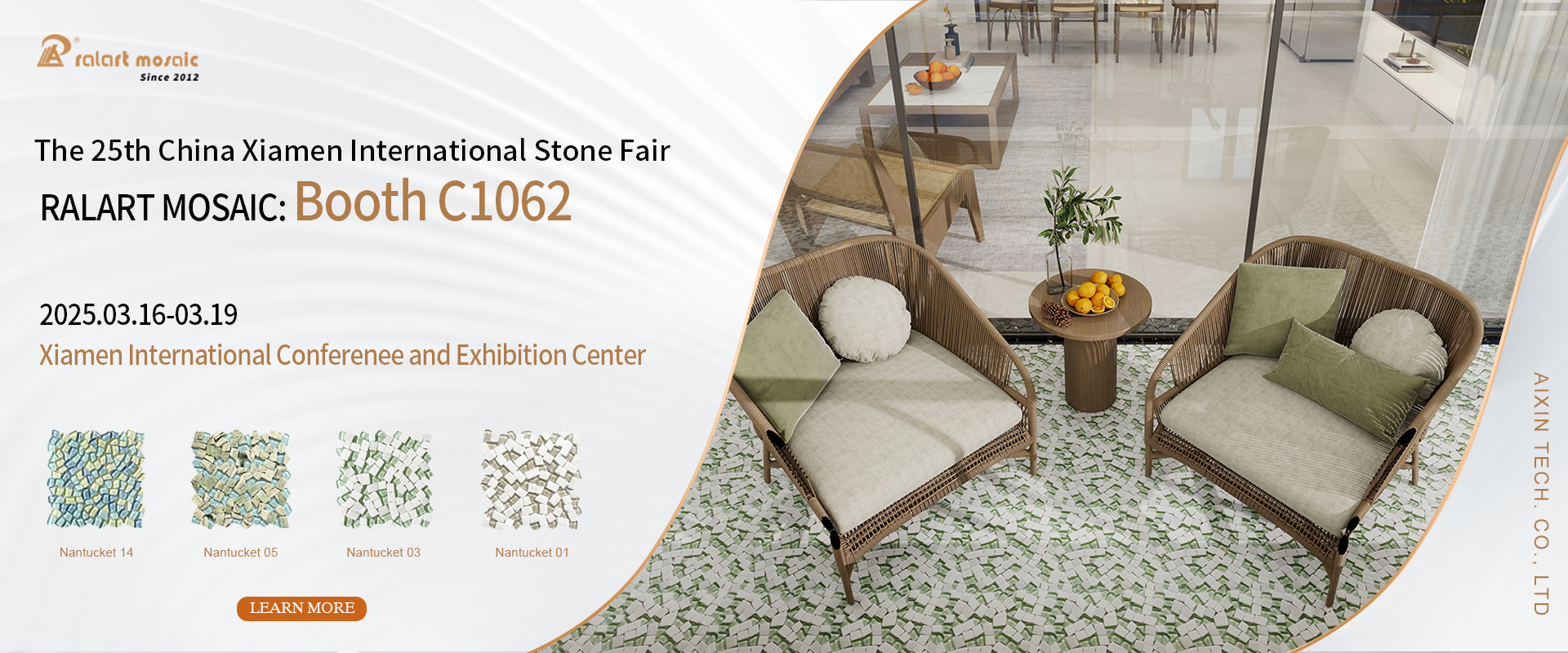 Aixin Tech. Unveils Innovative Mosaic Tile and Marble Stone Mosaic at 25th China Xiamen International Stone Fair Aixin Tech. Unveils Innovative Mosaic Tile and Marble Stone Mosaic at 25th China Xiamen International Stone Fair