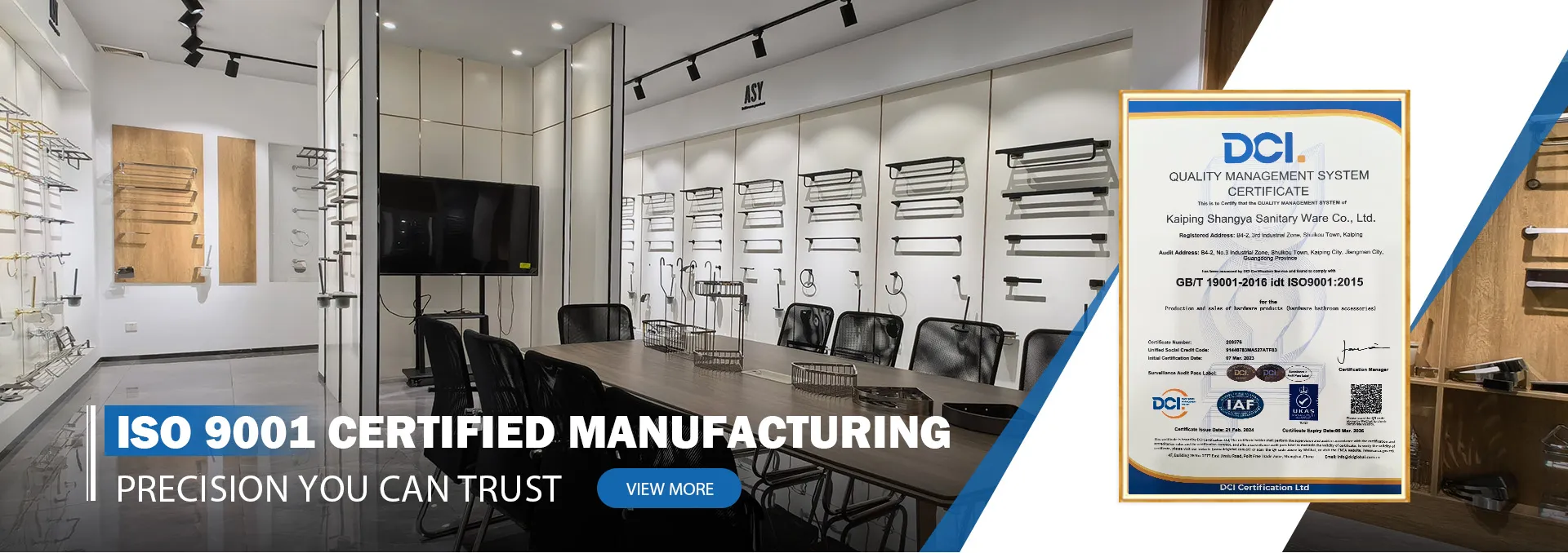 ISO 9001 Certified Manufacturing Shangya