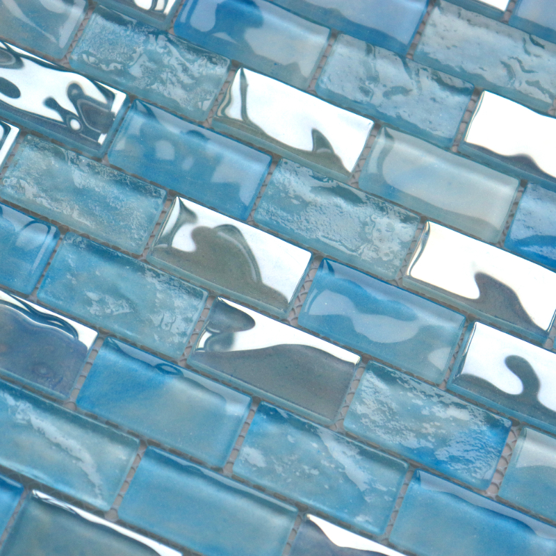 Blue High-Temperature Hand-Printed Swimming Pool Glass Mosaic, Subway Tile Blue High-Temperature Hand-Printed Swimming Pool Glass Mosaic, Subway Tile