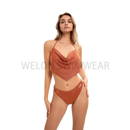 Luxe Jacquard Halter Sjaal Bikini Set
