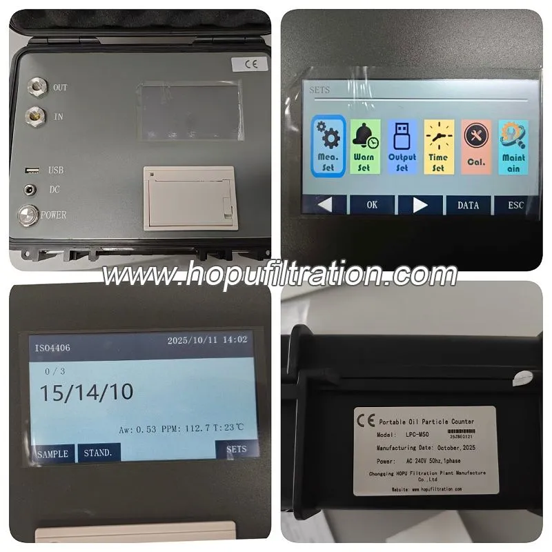 ISO4406 Compteur de particules portable analyseur de contamination par le pétrole ISO4406 Compteur de particules portable analyseur de contamination par le pétrole