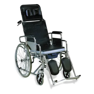 Foldable steel high back commode wheelchair