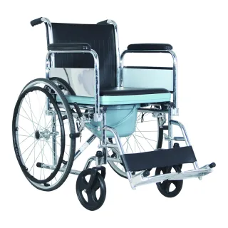 Foldable steel commode wheelchair