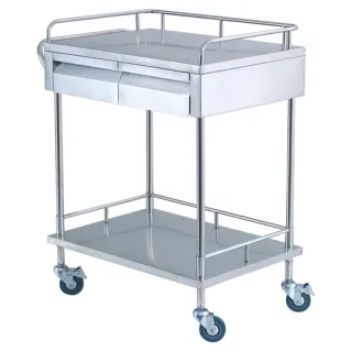 Hospital medicine trolley with two drawers K105STL