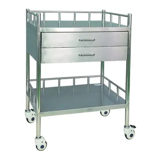Hospital medicine trolley with two drawers K112STL