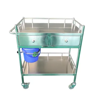 Hospital dressing trolley with two drawers K106STL