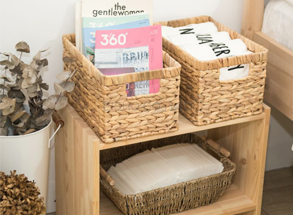 Hand-Woven Wicker Storage BoxesÂ with Handles