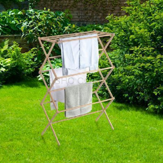 Full Bamboo Construction Foldable Clothes Drying Rack