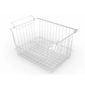 White Sturdy Metal Basket with Handles