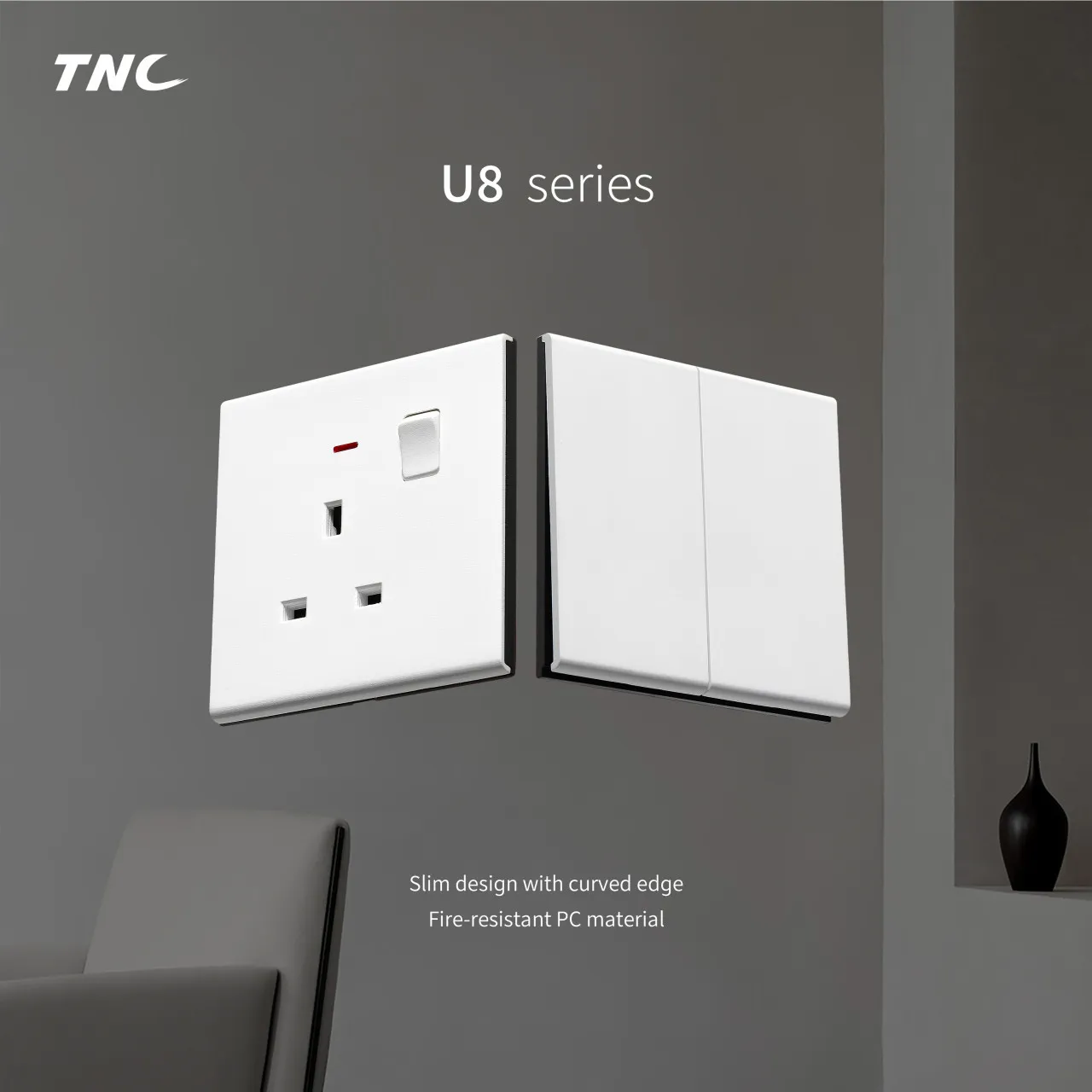 U8 series New Arrival Plastic Panel 16A Multi-Function Universal Wall Socket Outlet