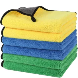 SEAMETAL Car Wash Towel Microfiber Coral Fleece Hemmed Towels 600GSM High  Absorbent Ultra-Soft Car Drying Towels Cleaning Cloth