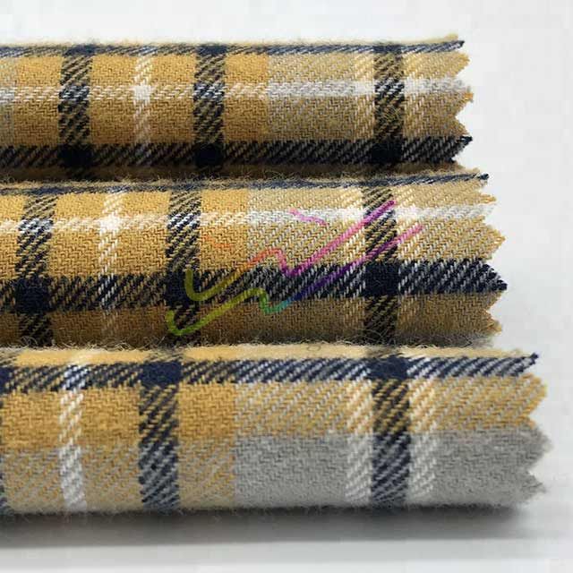 Brushed check cotton flannel fabric for shirt