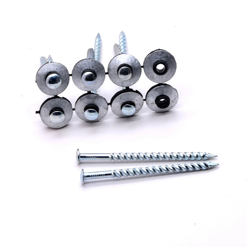Galvanized roofing screw nail with washer
