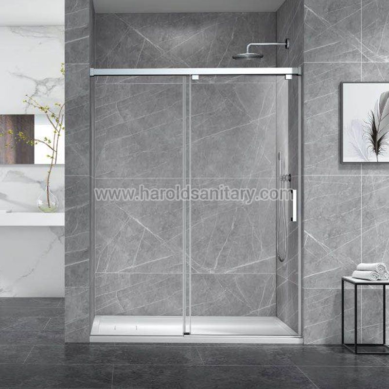 Mampara de ducha de vidrio corredizo de cierre suave de aluminio
