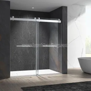 Cabine de douche coulissante double robuste avec portes à fermeture douce