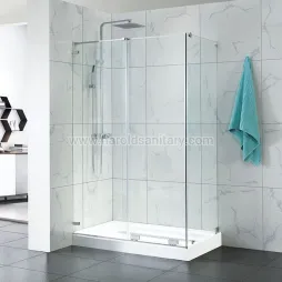 Porte de douche coulissante en verre sans cadre avec guide inférieur