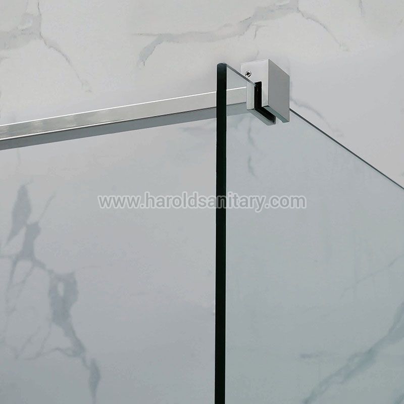 Puerta de ducha corrediza de vidrio sin marco con guía inferior