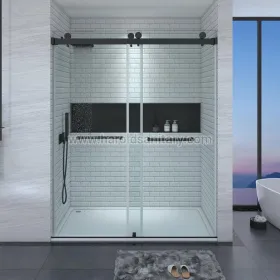 Cabine de douche à rouleau supérieur à double porte coulissante de dérivation
