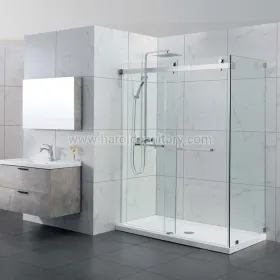 Clôture de douche en verre à portes coulissantes à double contournement