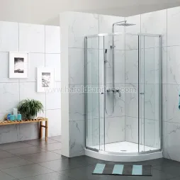 Cabine de douche ronde encadrée avec doubles portes coulissantes
