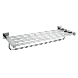 Square towel holder with towel bar