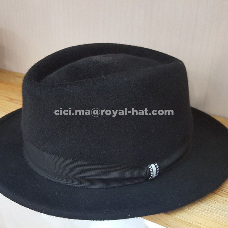 Black Wool Felt Fedora