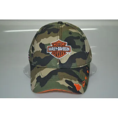 Harley-Davidson  six panel green 100% Cotton Signet embroidery camouflage fabric Calico baseball cap 